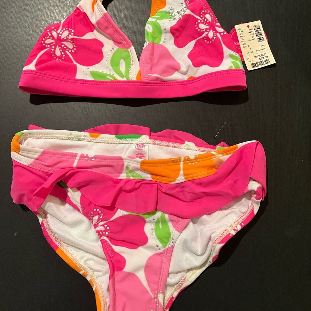 NWT Girls Justice Bikini Size 8 - Floral